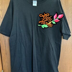 Source Unknown Black Tee with Floral Patch